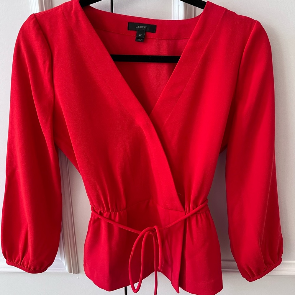 Jcrew Red blouse - Picture 1 of 6